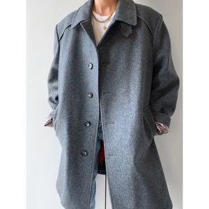 Vintage wool London Fog heavyweight long button down winter coat charcoal grey